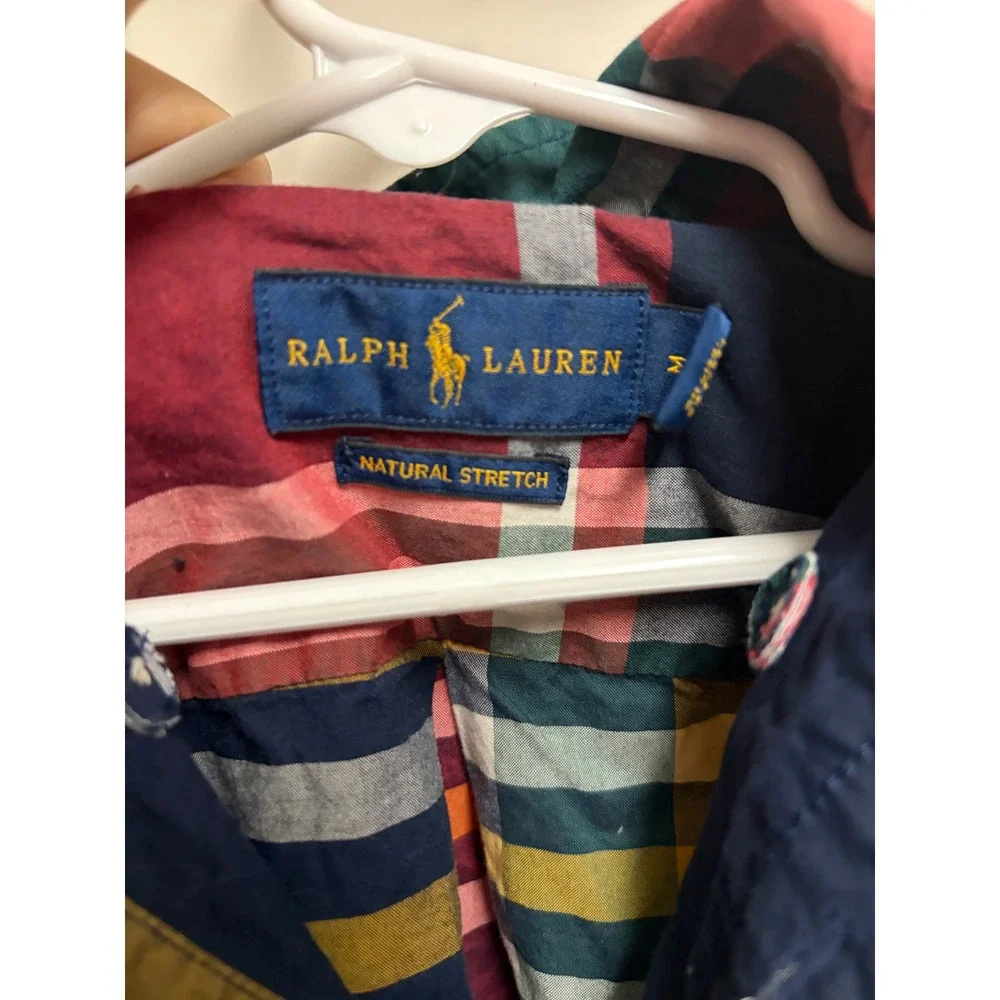 Ralph Lauren Natural Stretch Plaid Multi Color Button Down Shirt Boys M 10-12